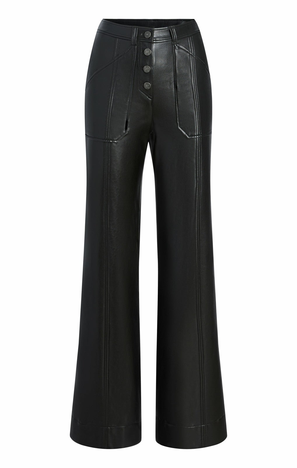 Women Vegan Leather Long Benji Pant Black