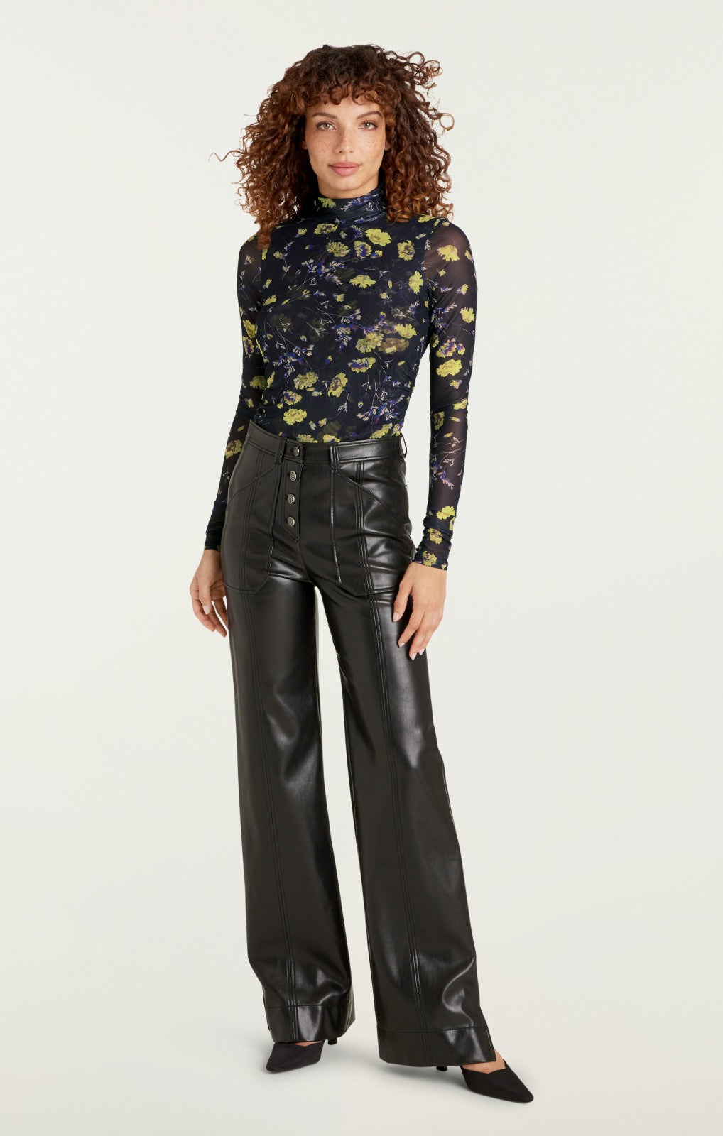 Women Vegan Leather Long Benji Pant Black