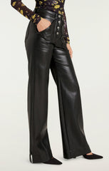 Women Vegan Leather Long Benji Pant Black