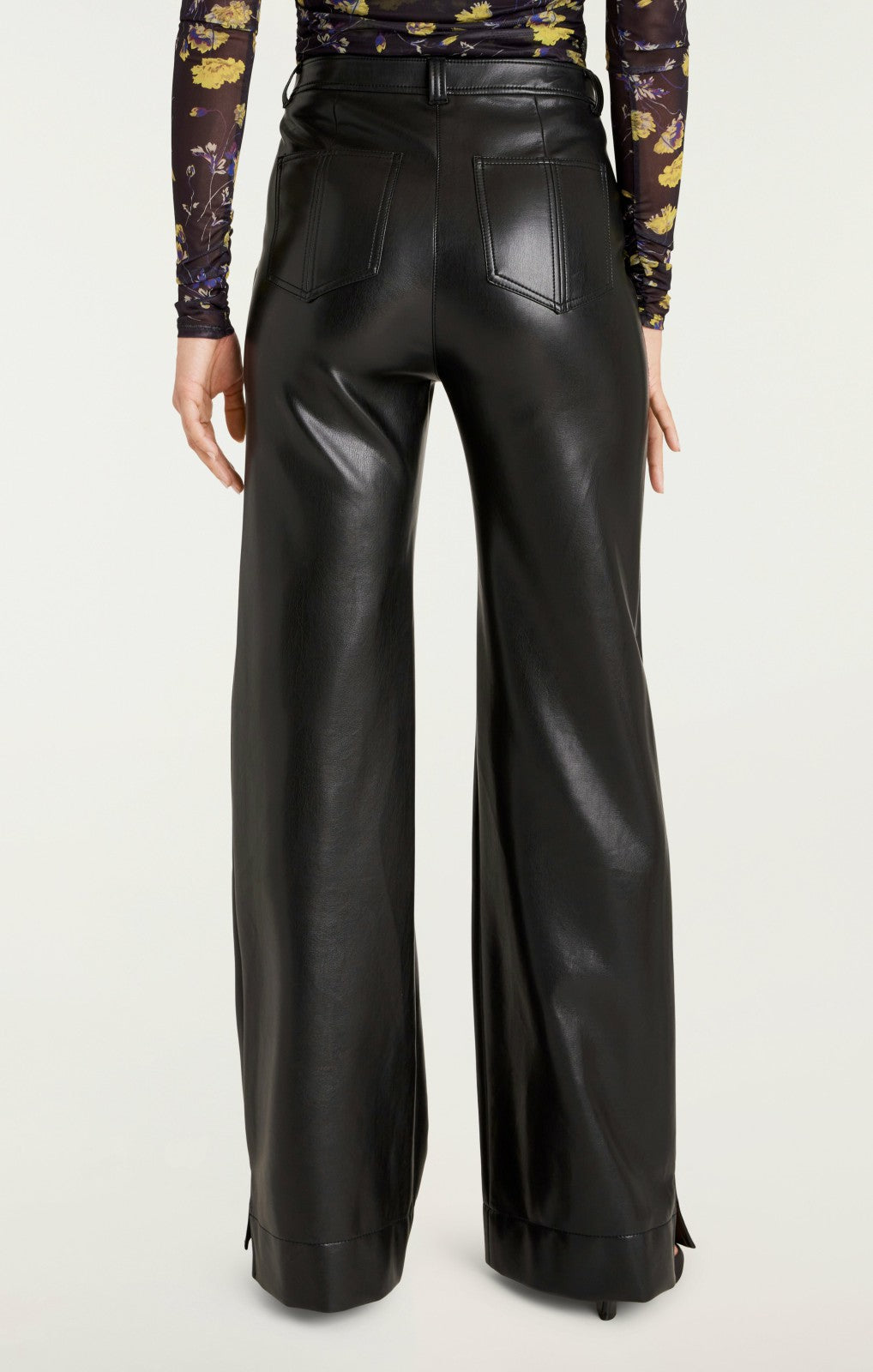 Women Vegan Leather Long Benji Pant Black