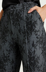 Women Bonded Lace Cropped Evelyn Pant Light Indigo/Black
