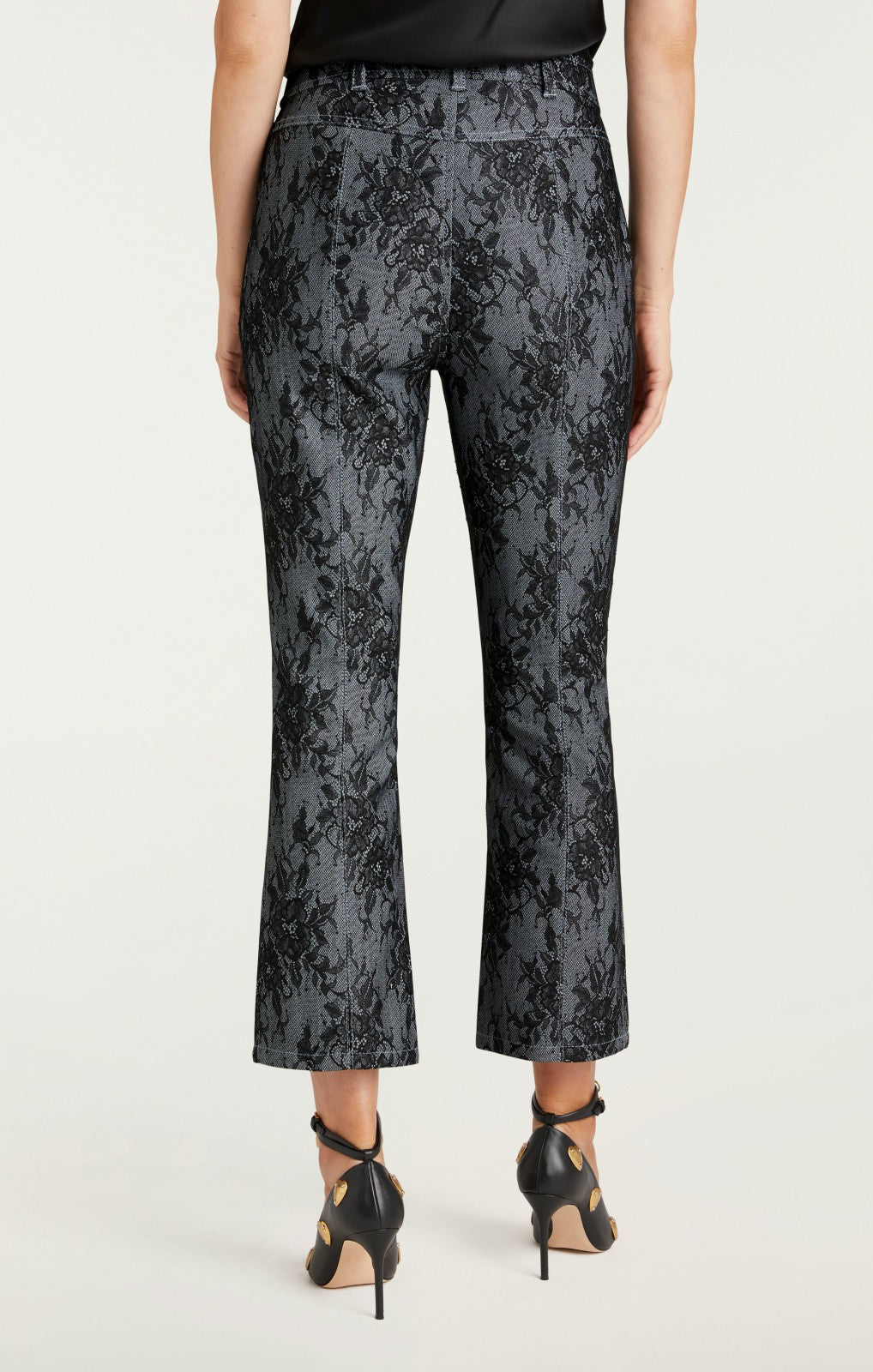 Women Bonded Lace Cropped Evelyn Pant Light Indigo/Black