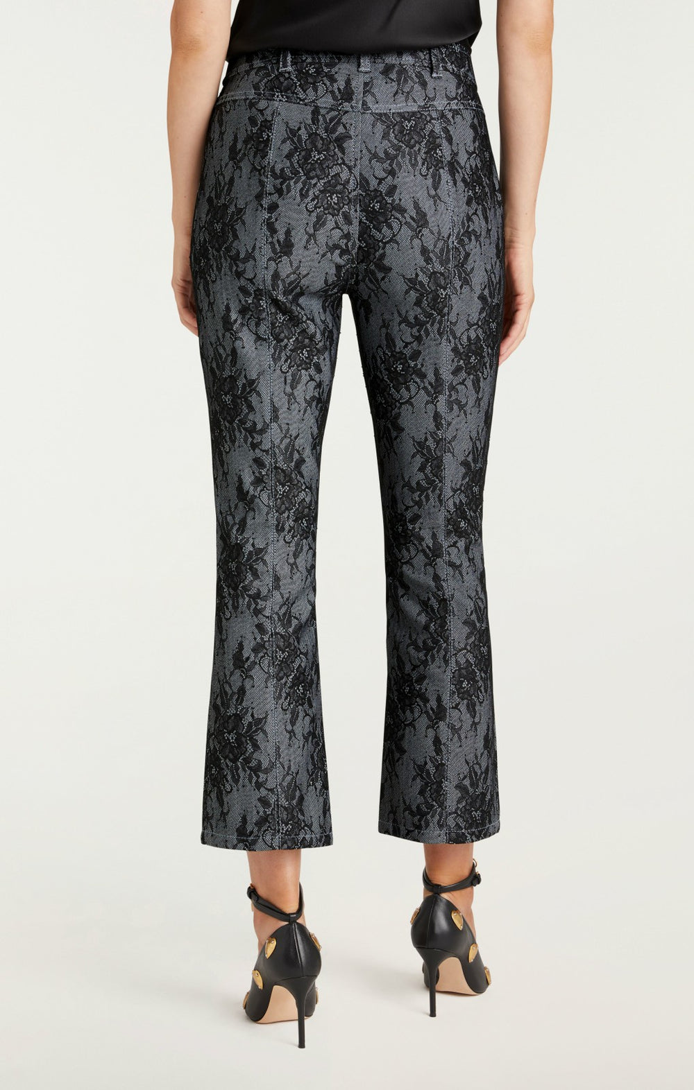 Women Bonded Lace Cropped Evelyn Pant Light Indigo/Black
