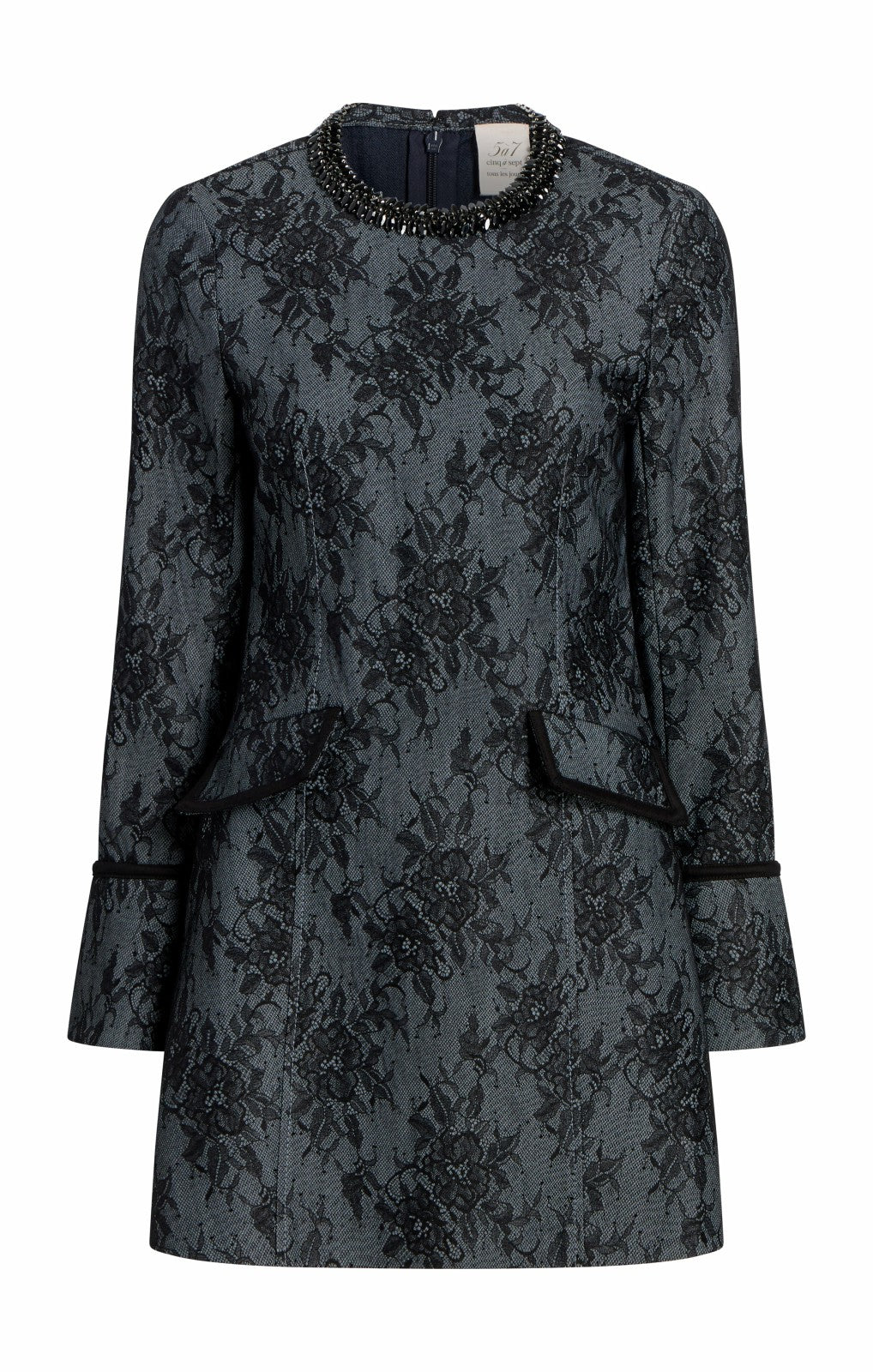 Women Bonded Lace Reina Dress Light Indigo/Black
