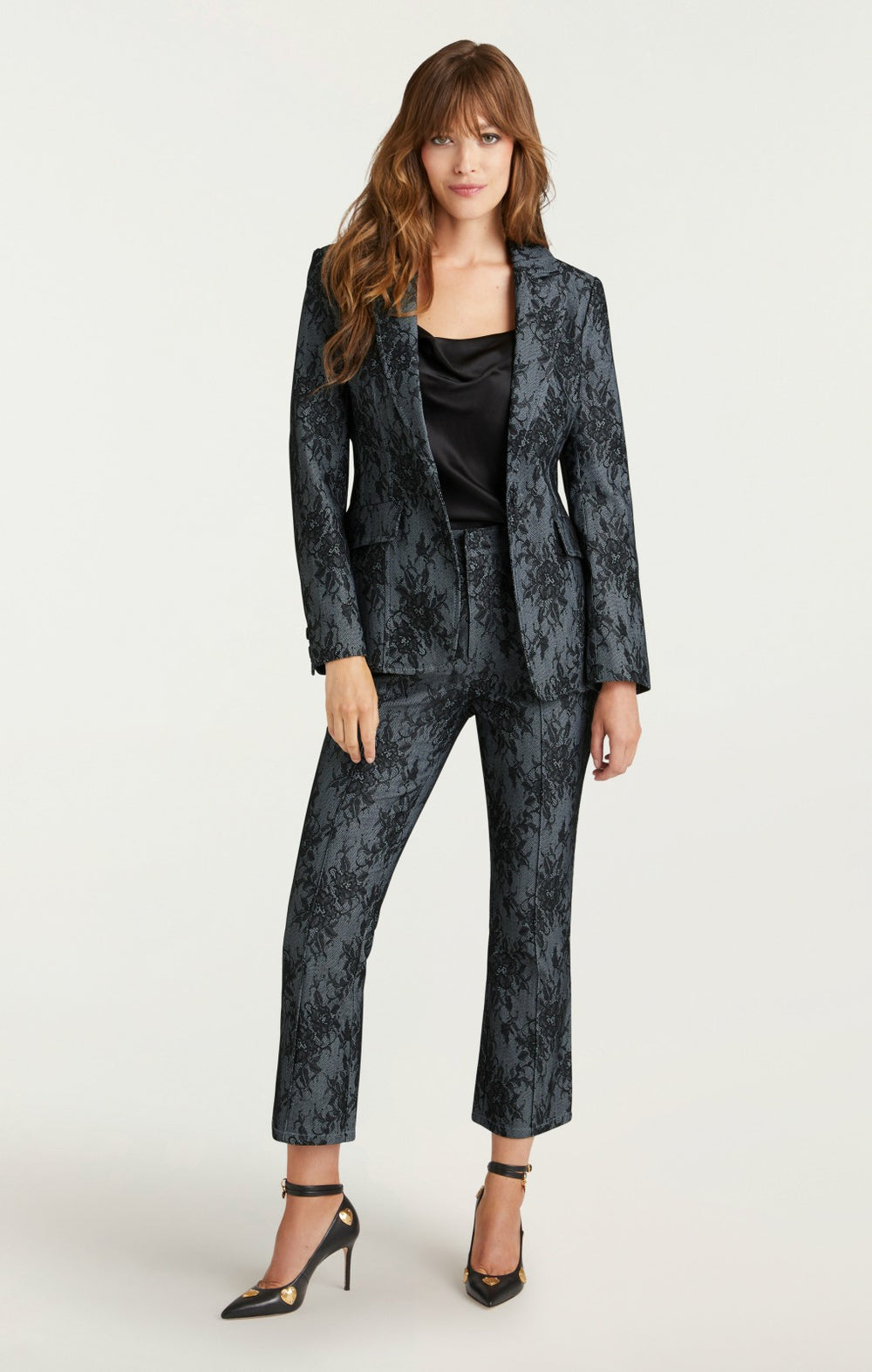 Women Bonded Lace Sallie Blazer Light Indigo/Black