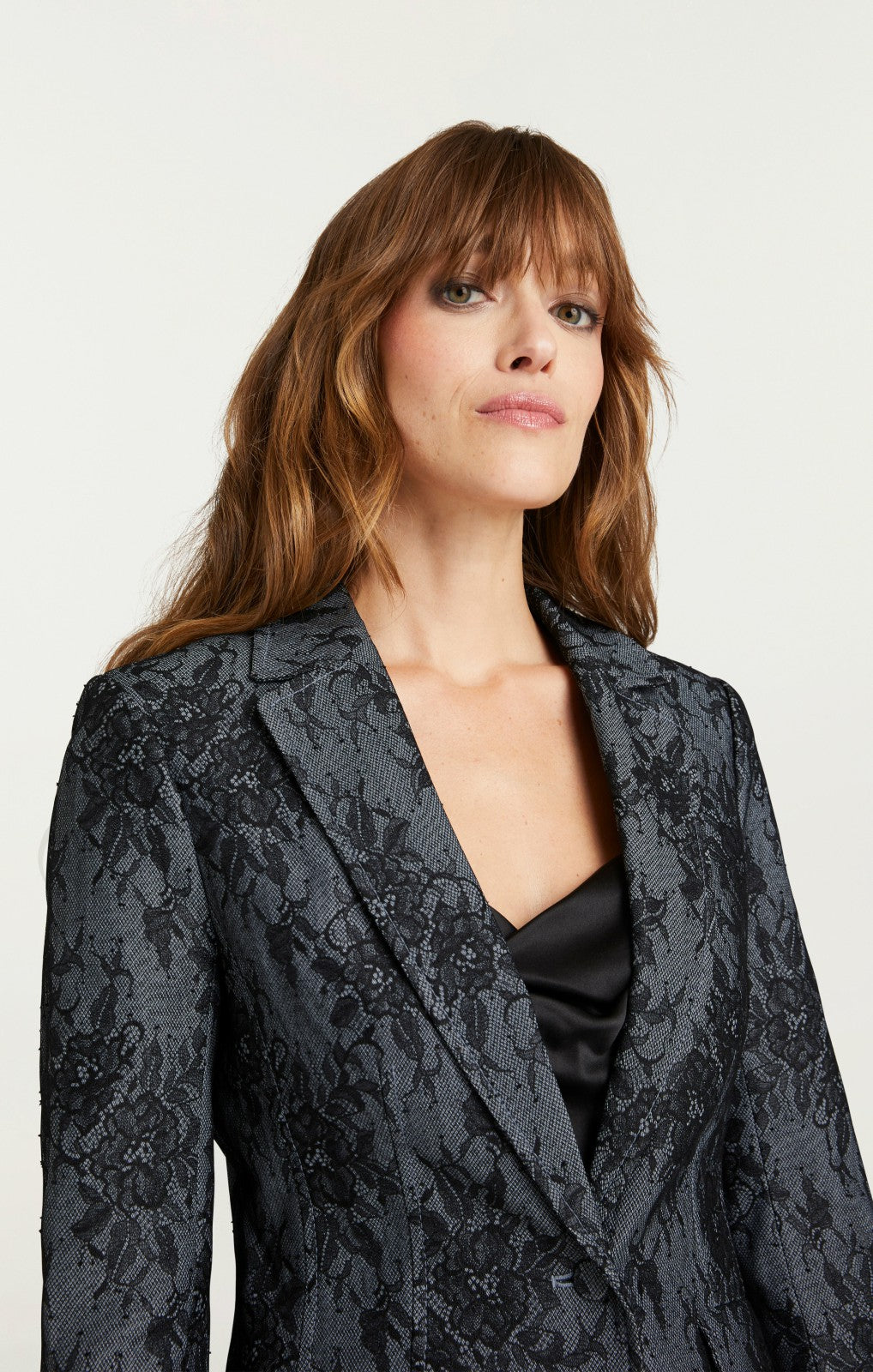 Women Bonded Lace Sallie Blazer Light Indigo/Black
