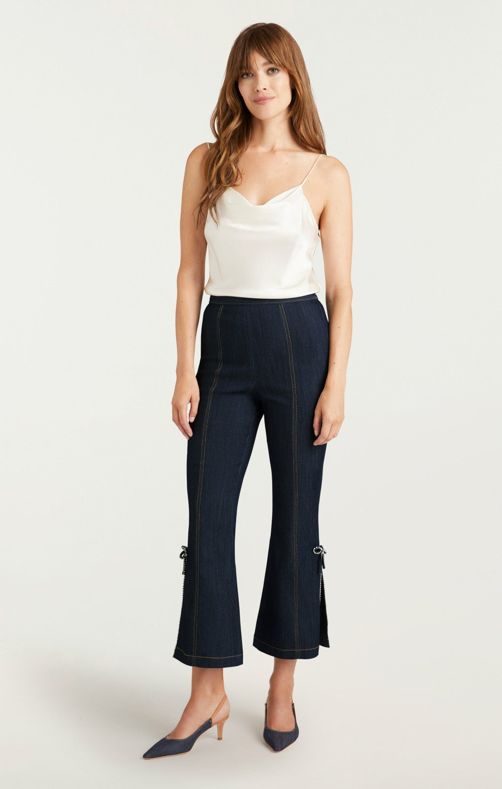 Women Crystal Bow Ayleen Pant Indigo