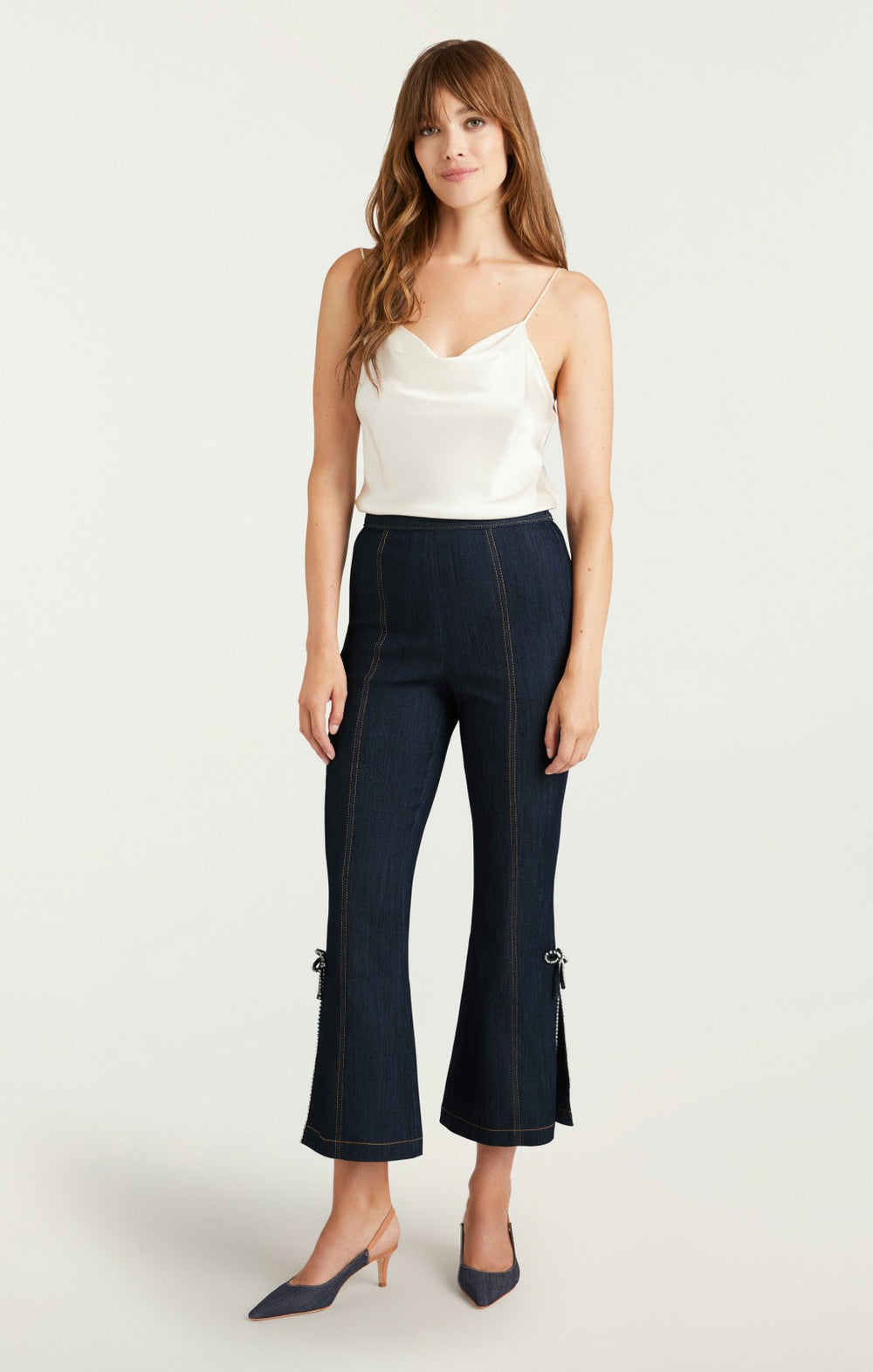 Women Crystal Bow Ayleen Pant Indigo