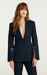 Women Crystal Denim Bow Cheyenne Blazer Indigo