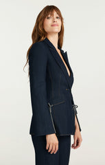 Women Crystal Denim Bow Cheyenne Blazer Indigo