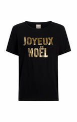 Women Foiled Joyeux Noel Tee Black/Gold