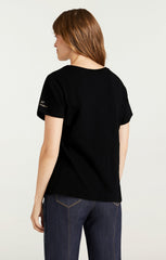 Women Foiled Joyeux Noel Tee Black/Gold