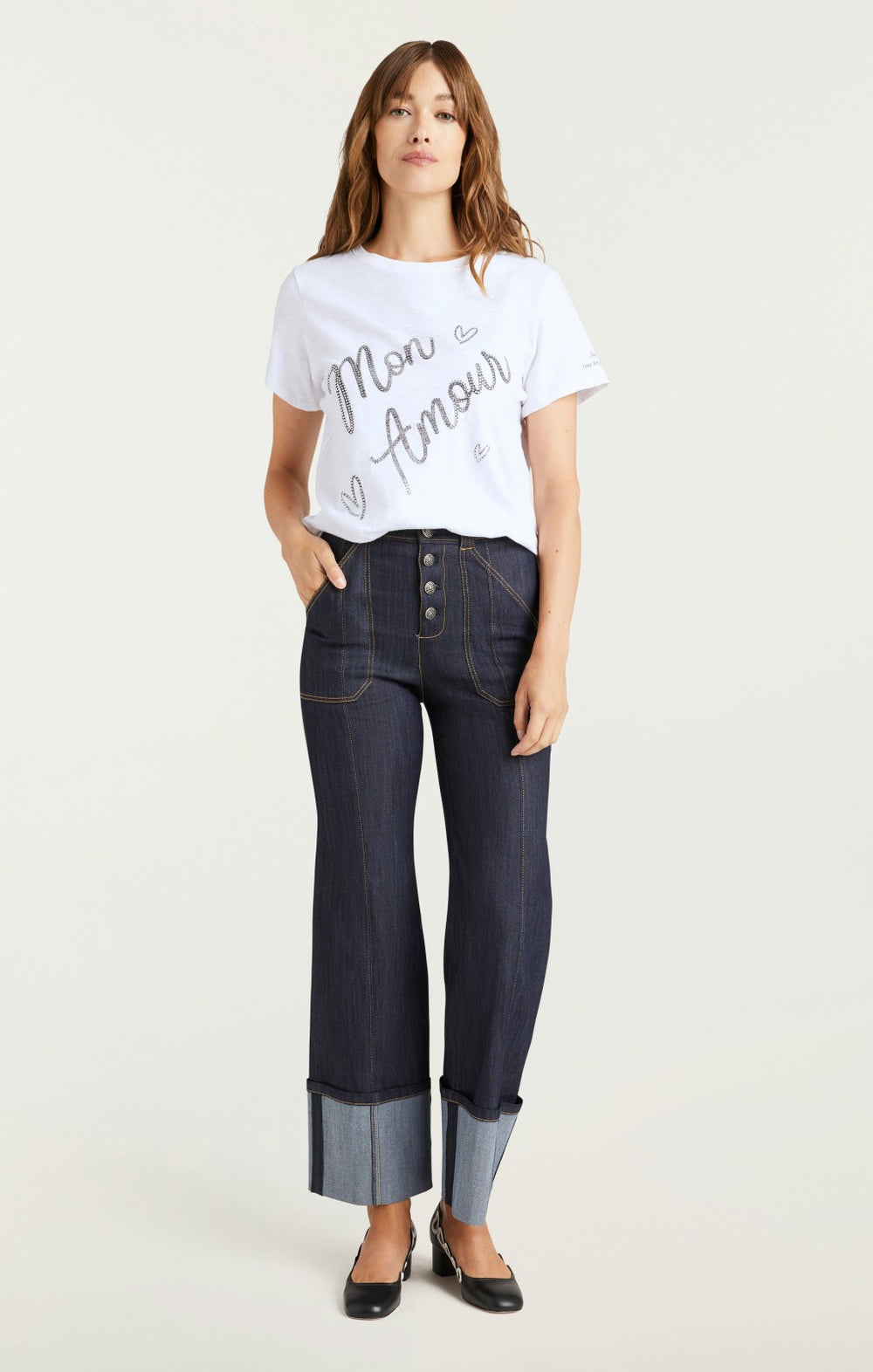 Women Heatset Mon Amour Tee White/Black