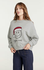 Women Heatset Smiley Joyeux Brandy Pullover Heather Grey/Black