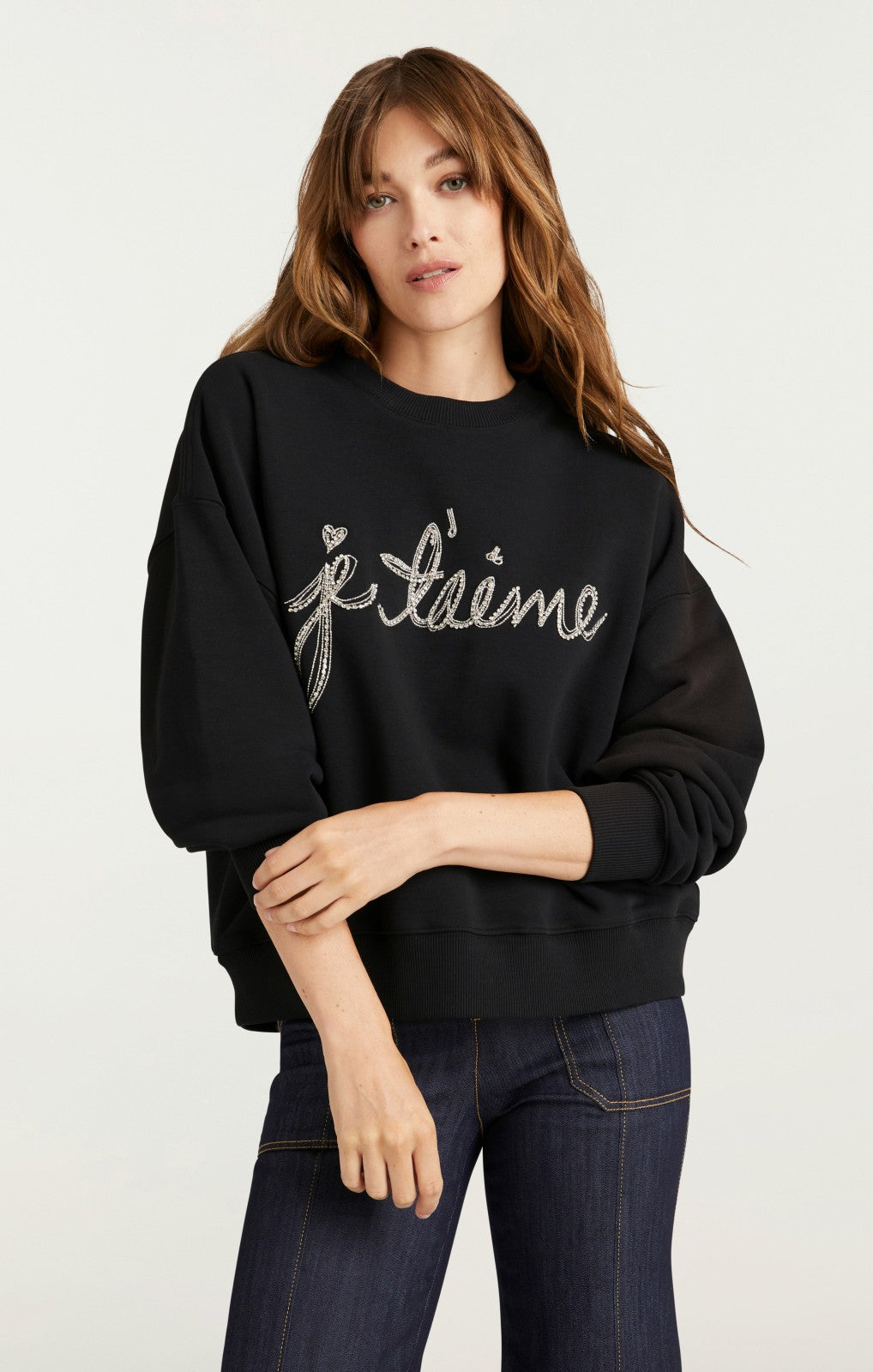 Women Je T'aime Chain Brandy Pullover Black