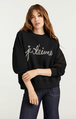 Women Je T'aime Chain Brandy Pullover Black