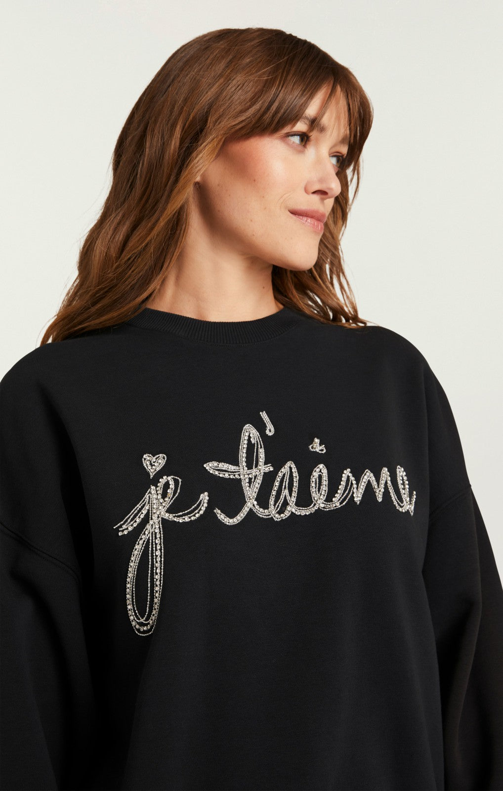 Women Je T'aime Chain Brandy Pullover Black