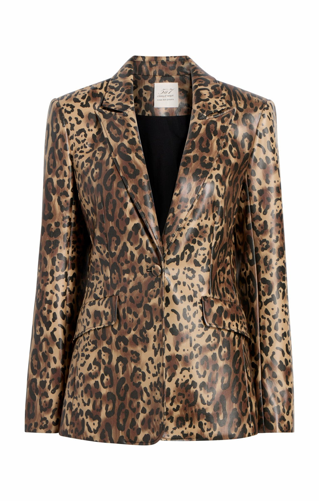 Women Leopard Vegan Leather Cheyenne Blazer Black/Sahara