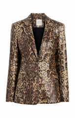 Women Leopard Vegan Leather Cheyenne Blazer Black/Sahara