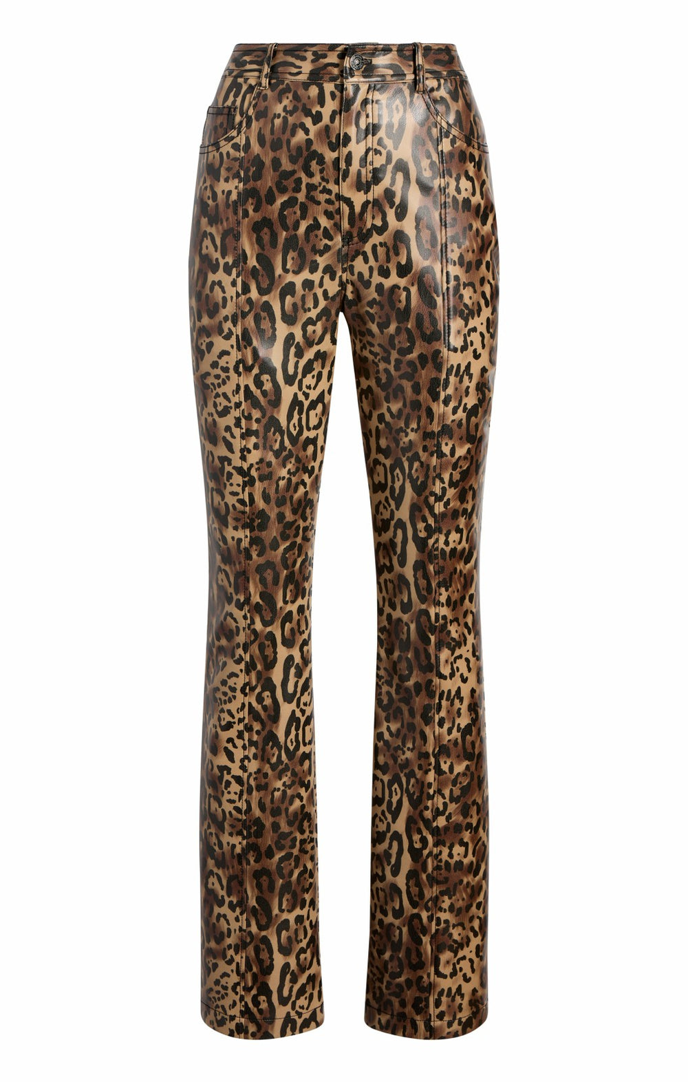Women Leopard Vegan Leather Miller Pant Black/Sahara
