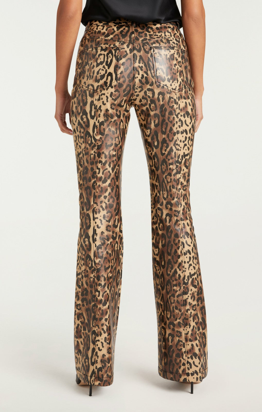 Women Leopard Vegan Leather Miller Pant Black/Sahara
