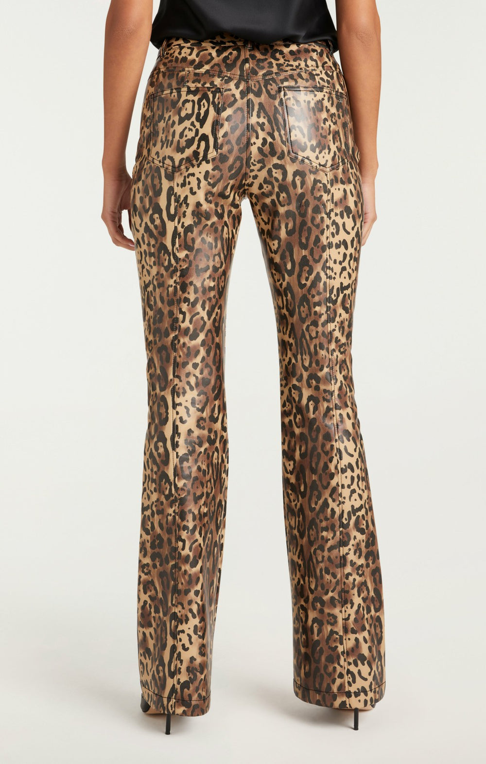 Women Leopard Vegan Leather Miller Pant Black/Sahara
