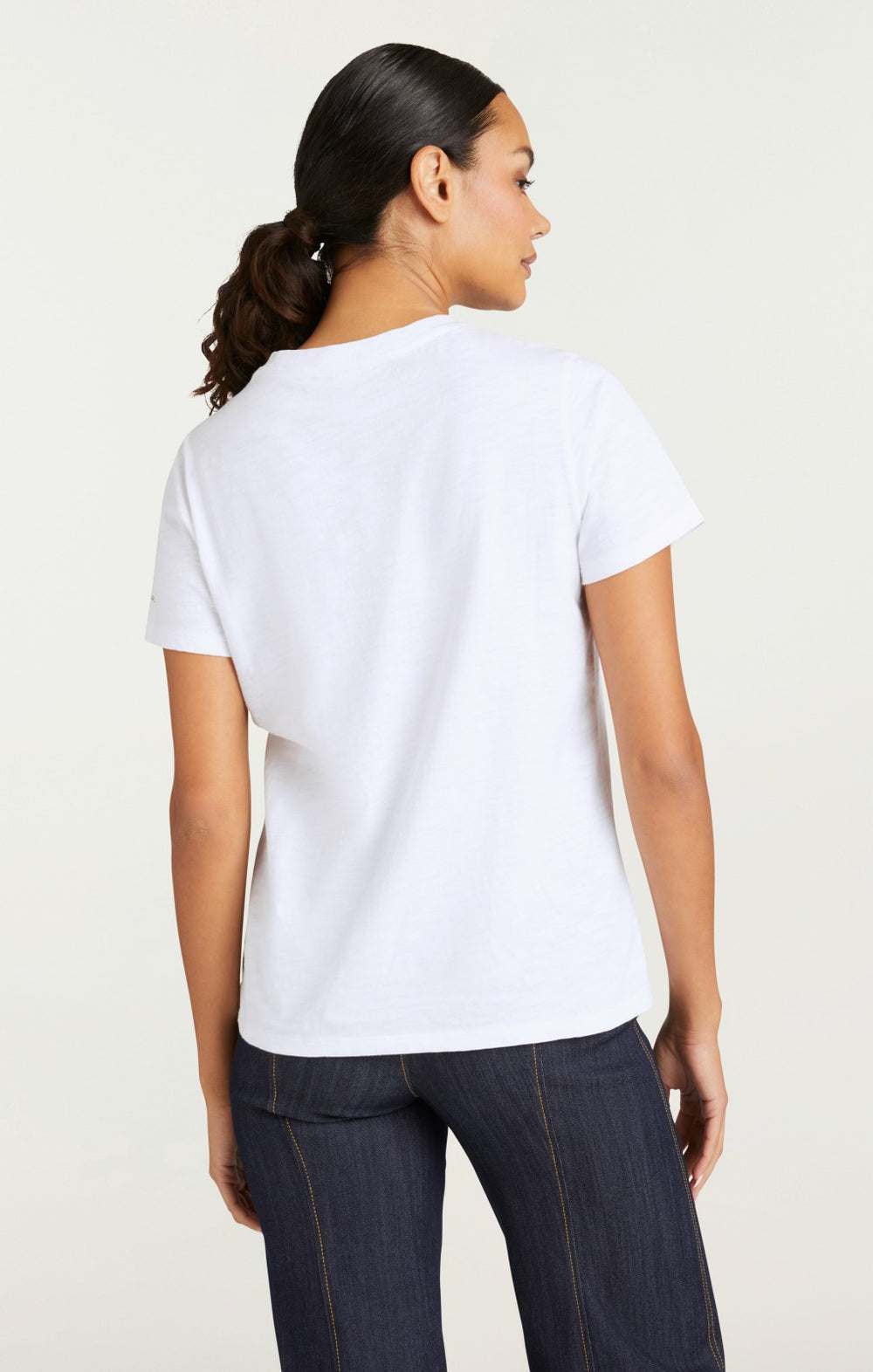 Women Metallic Leather Je T'aime Tee White/Gold