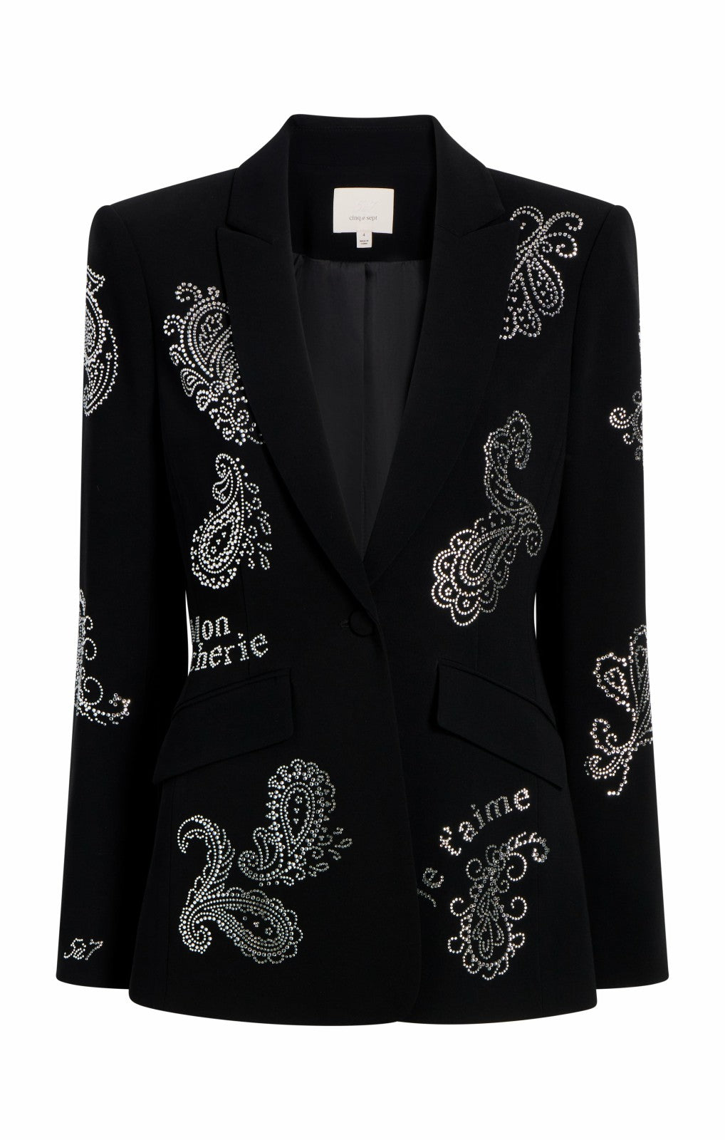 Women Mini Paisley Embellished Cheyenne Blazer Black