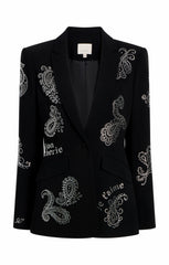 Women Mini Paisley Embellished Cheyenne Blazer Black