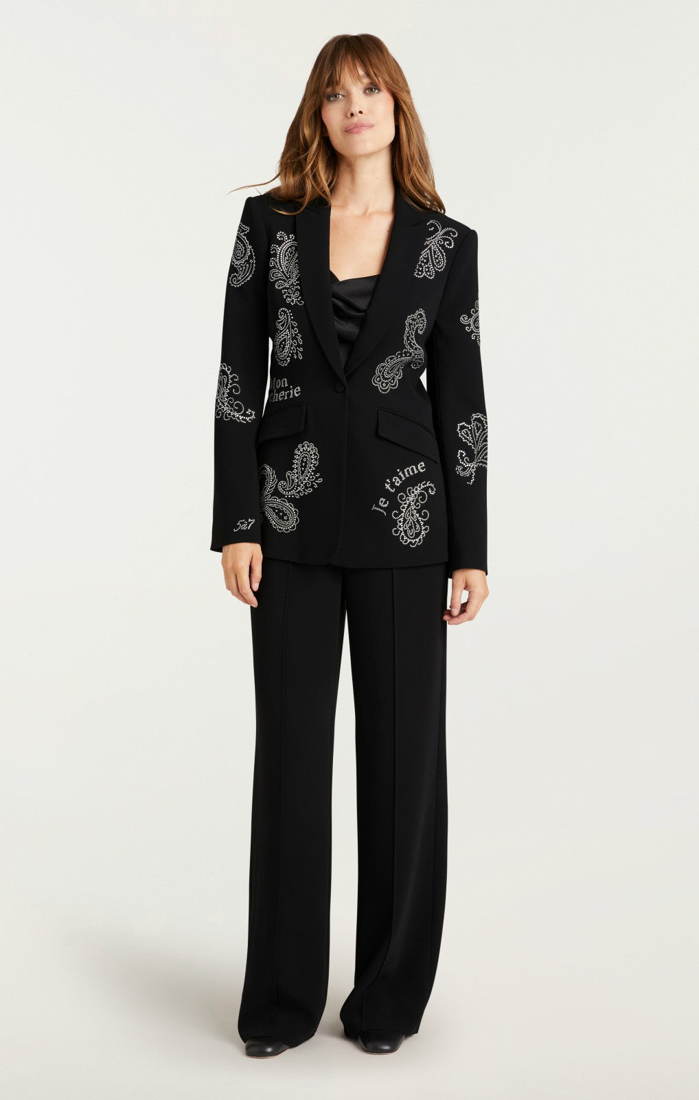 Women Mini Paisley Embellished Cheyenne Blazer Black