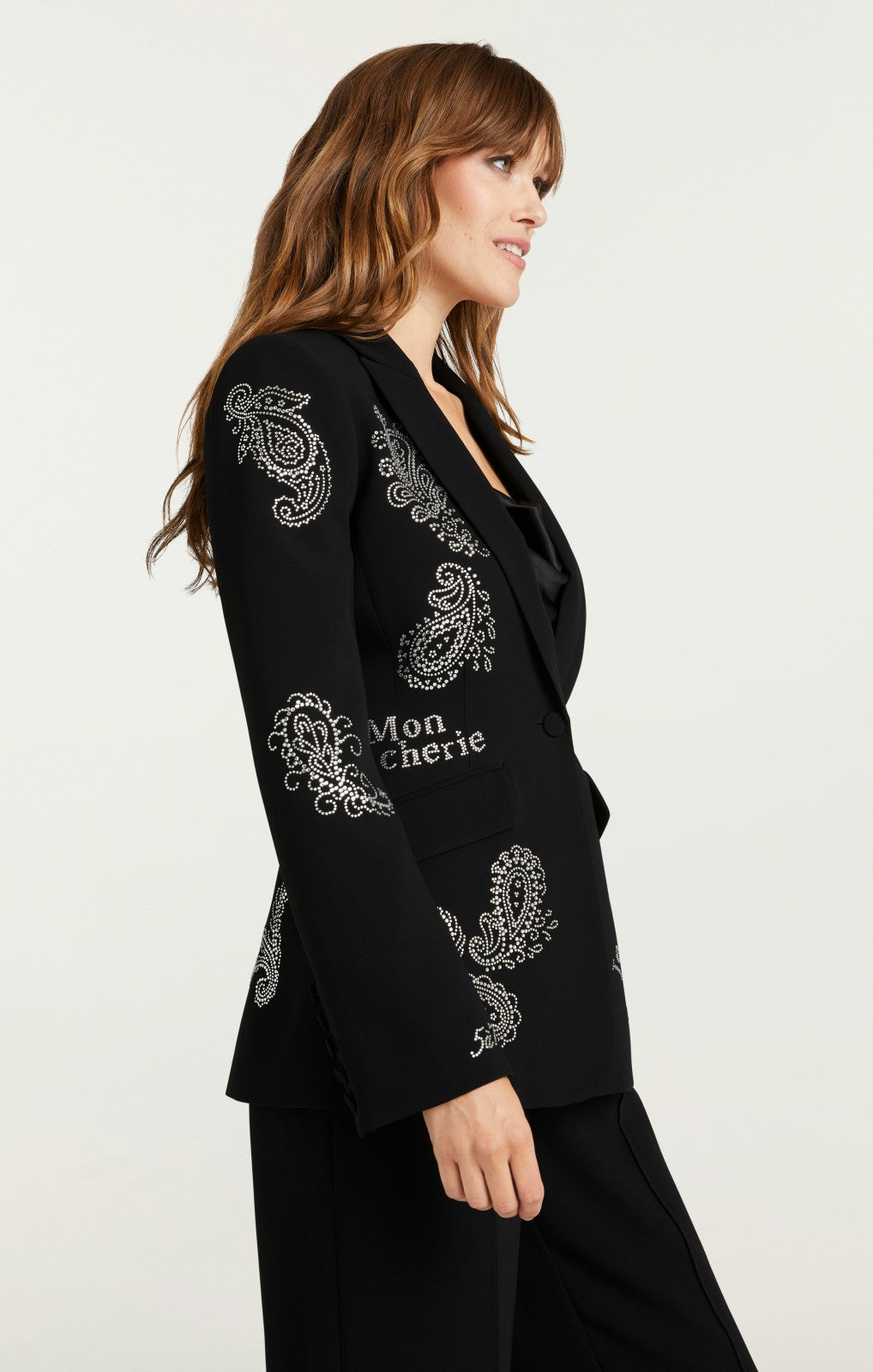 Women Mini Paisley Embellished Cheyenne Blazer Black