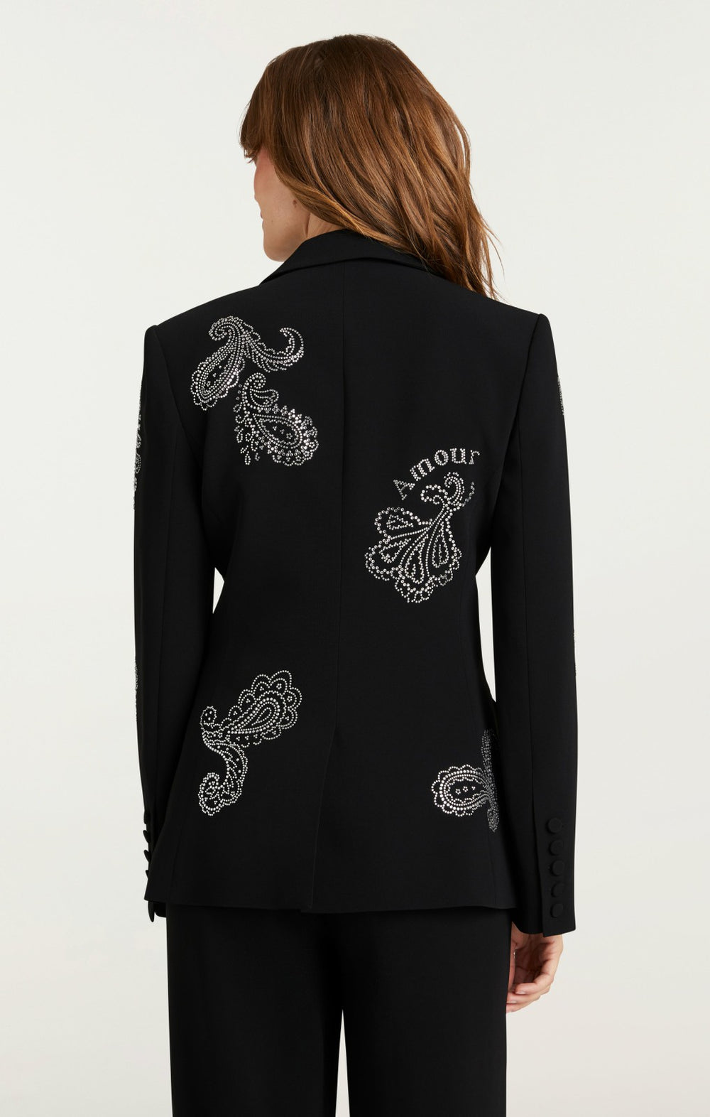 Women Mini Paisley Embellished Cheyenne Blazer Black