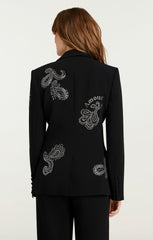 Women Mini Paisley Embellished Cheyenne Blazer Black