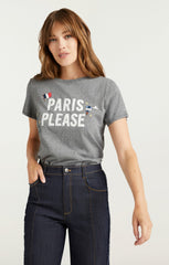 Women Paris Please Tee Heather Grey/White