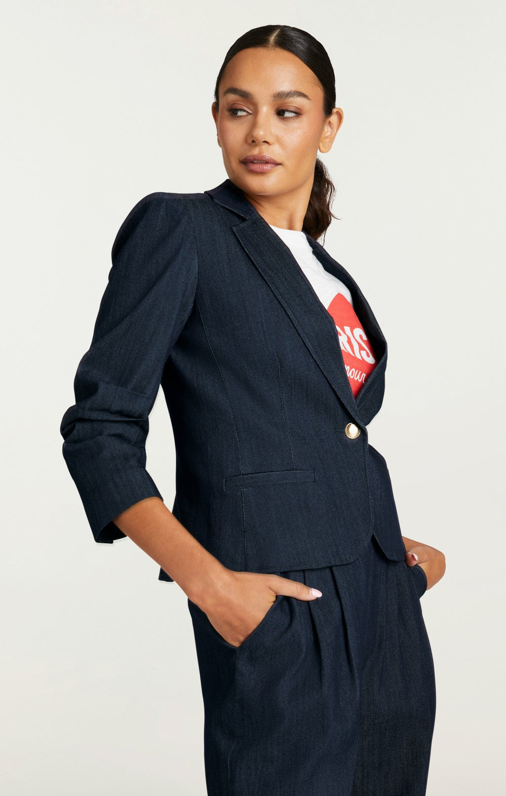 Women Petit Denim Khloe Blazer Indigo