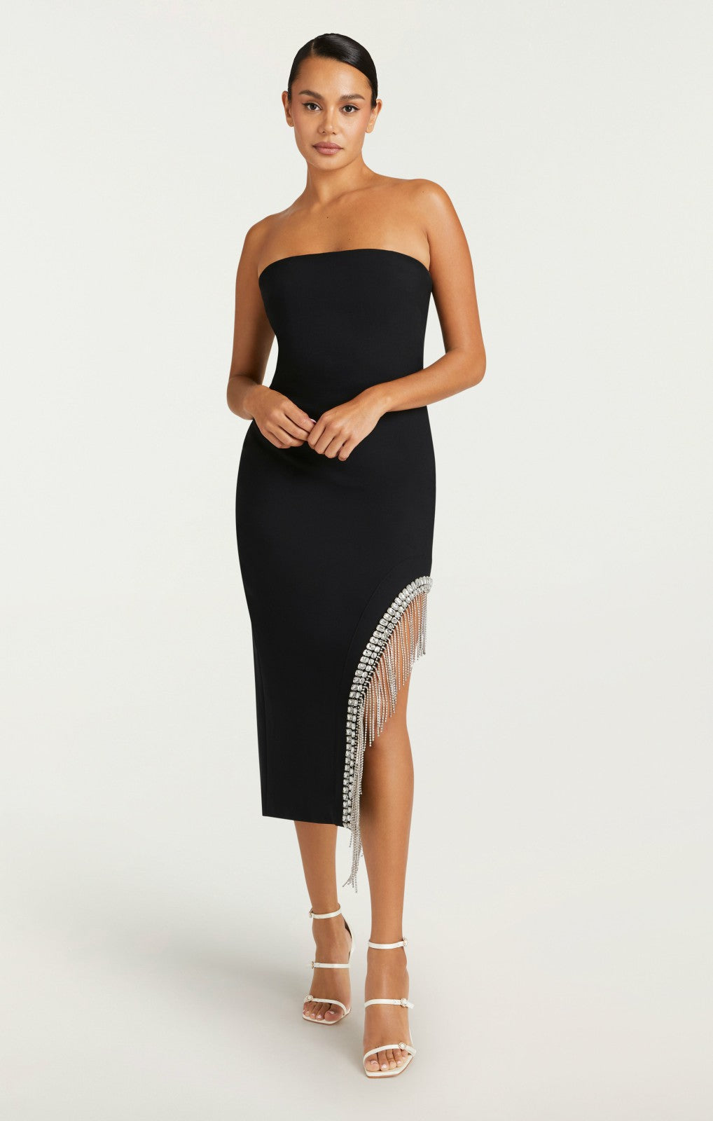 Women Rhinestone Fringe Sammy Dress Black