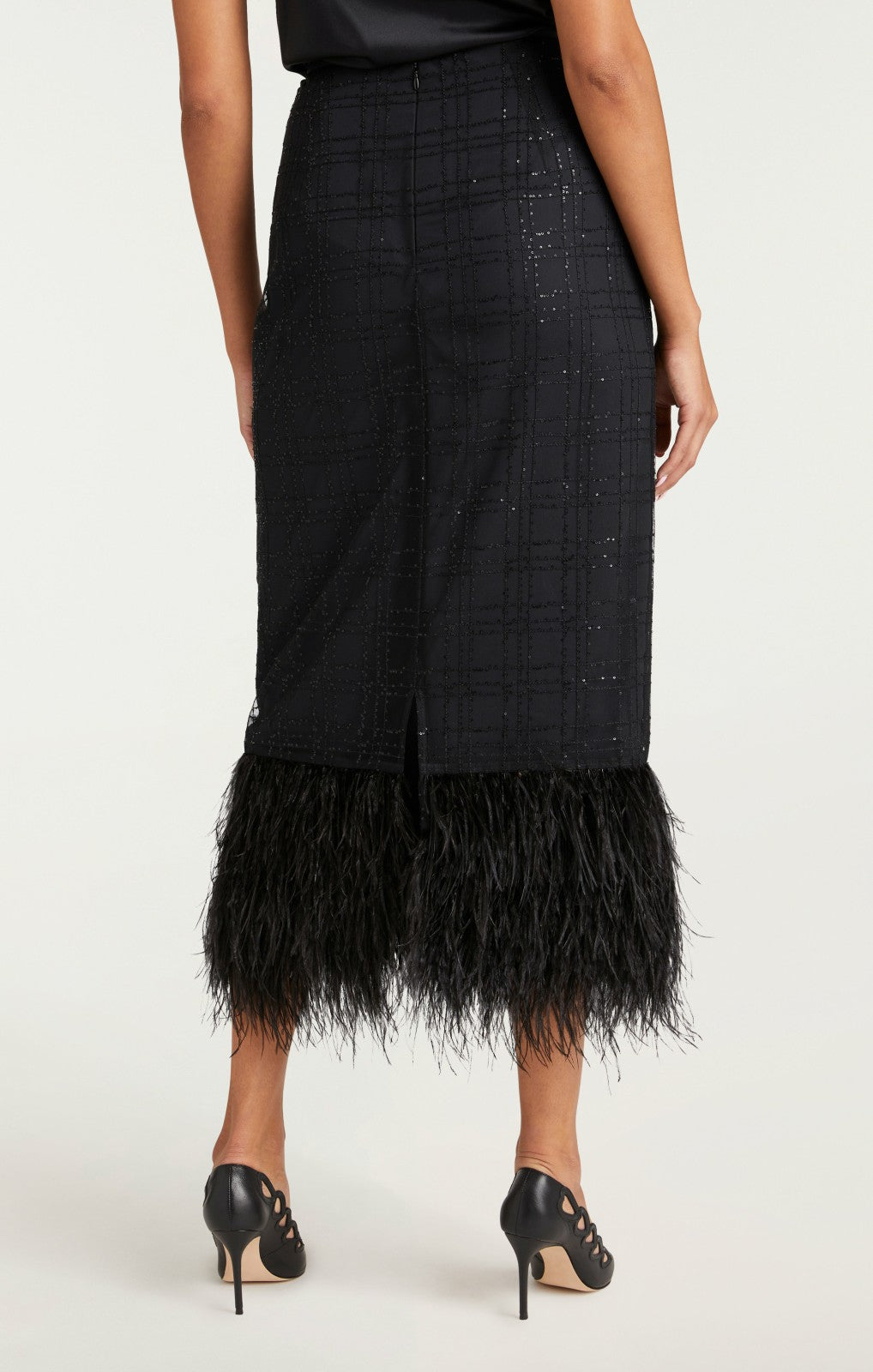 Women Sequin Plaid Charisse Skirt Black