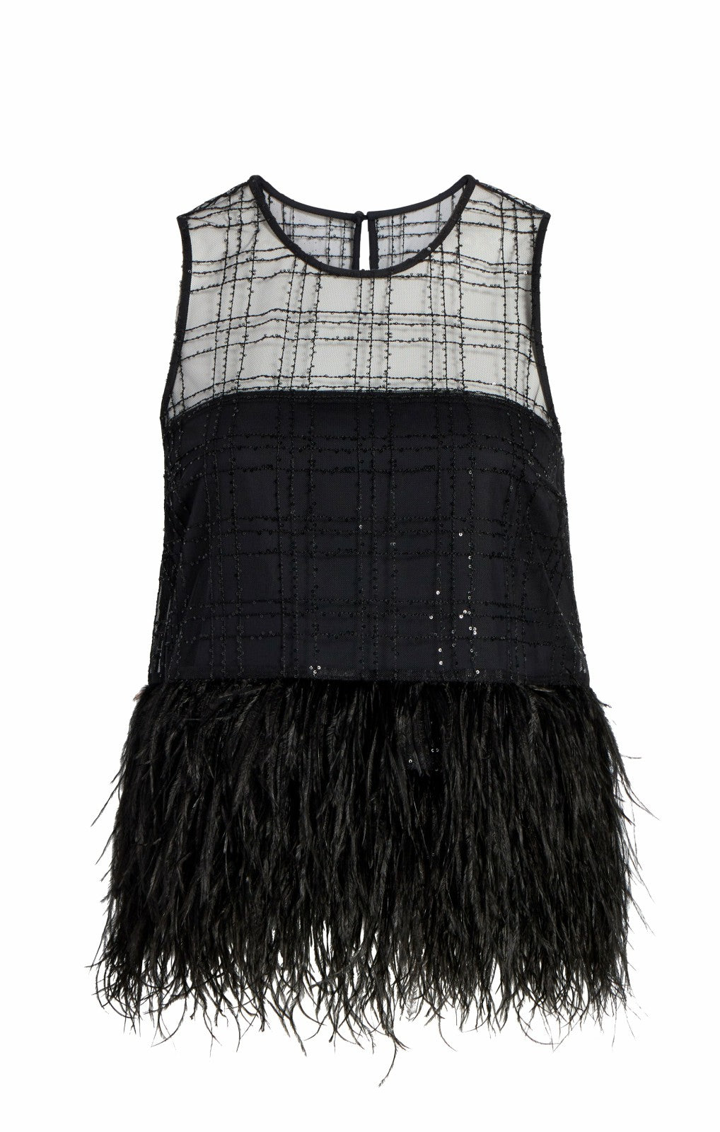 Women Sequin Plaid Charisse Top Black