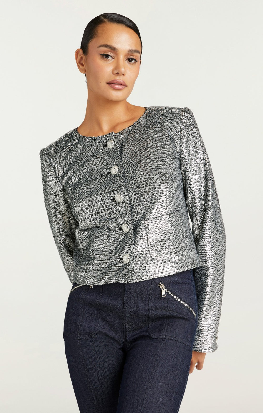 Women Sequin Randi Jacket Silver