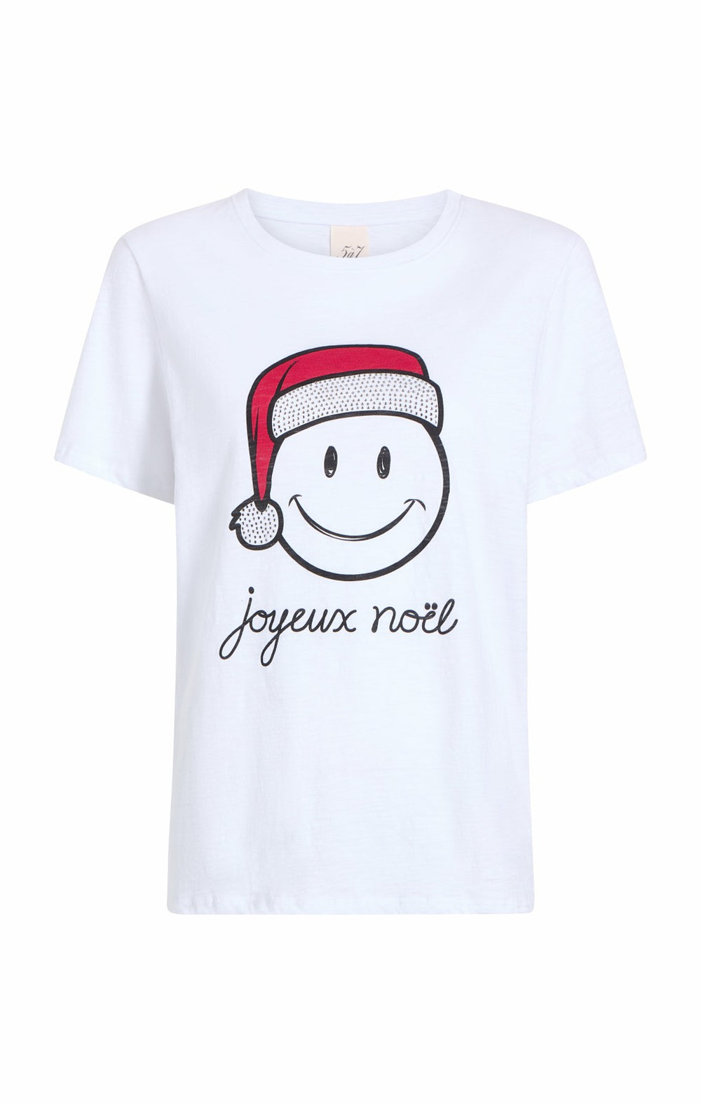Women Smiley Joyeux Noel Tee White/Black