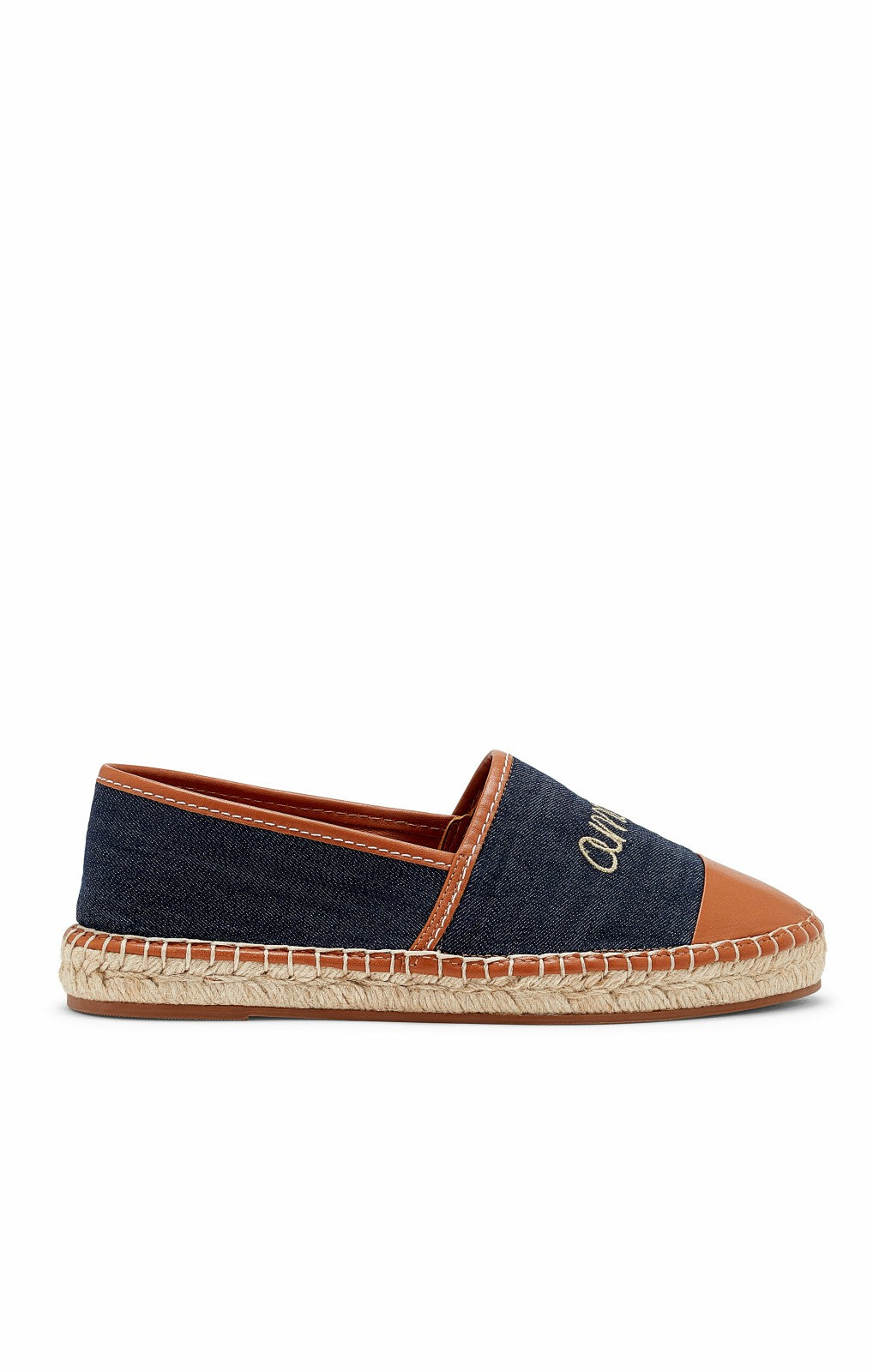 Women Jenna Denim Espadrille Flats Indigo/Cognac
