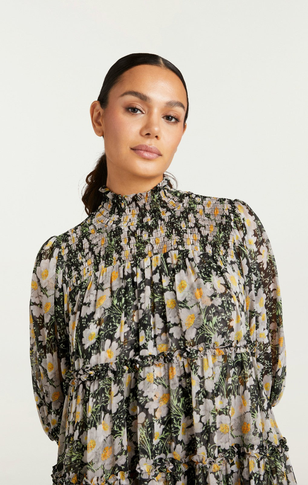 Women Cosmo Flowers Olive Dress Black/London Fog
