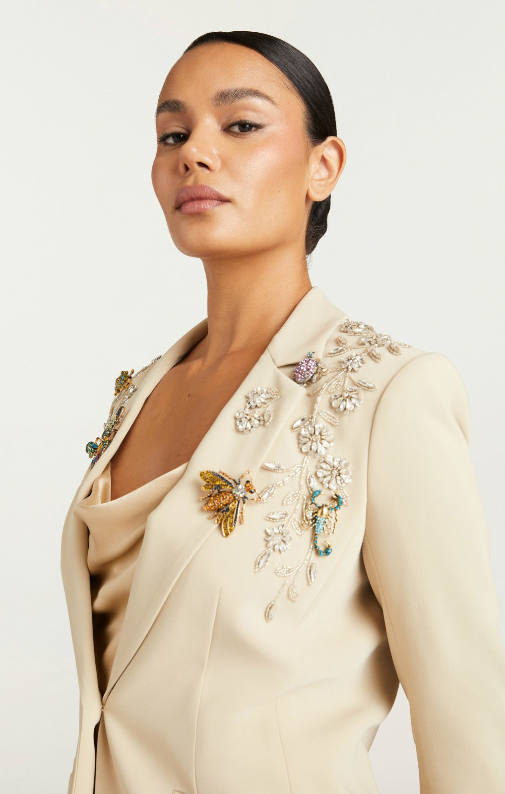 Women Diamond Vines Khloe Blazer Khaki/Silver