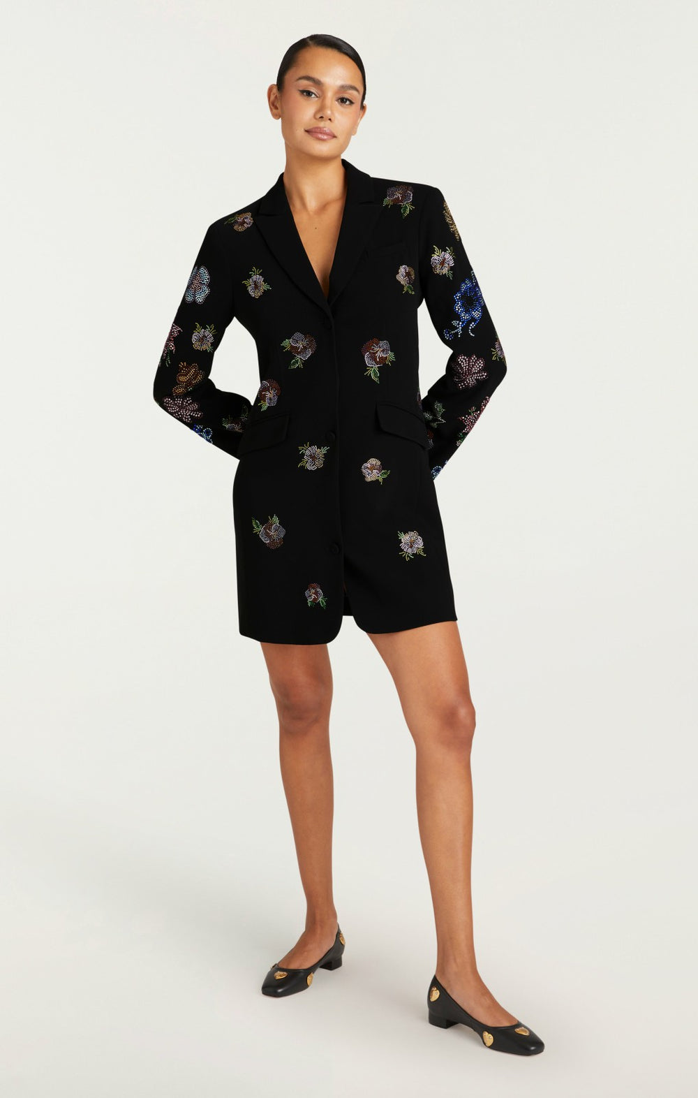 Women Heatset Pansy Garden Long Sleeve Joel Dress Black/Multi