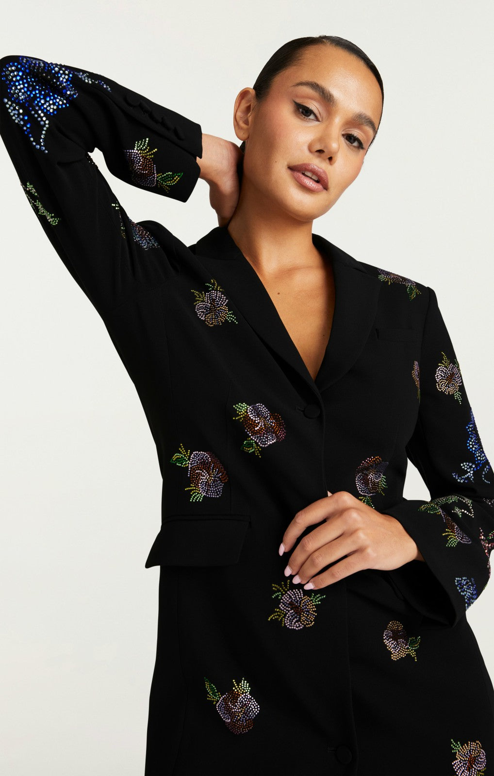 Women Heatset Pansy Garden Long Sleeve Joel Dress Black/Multi