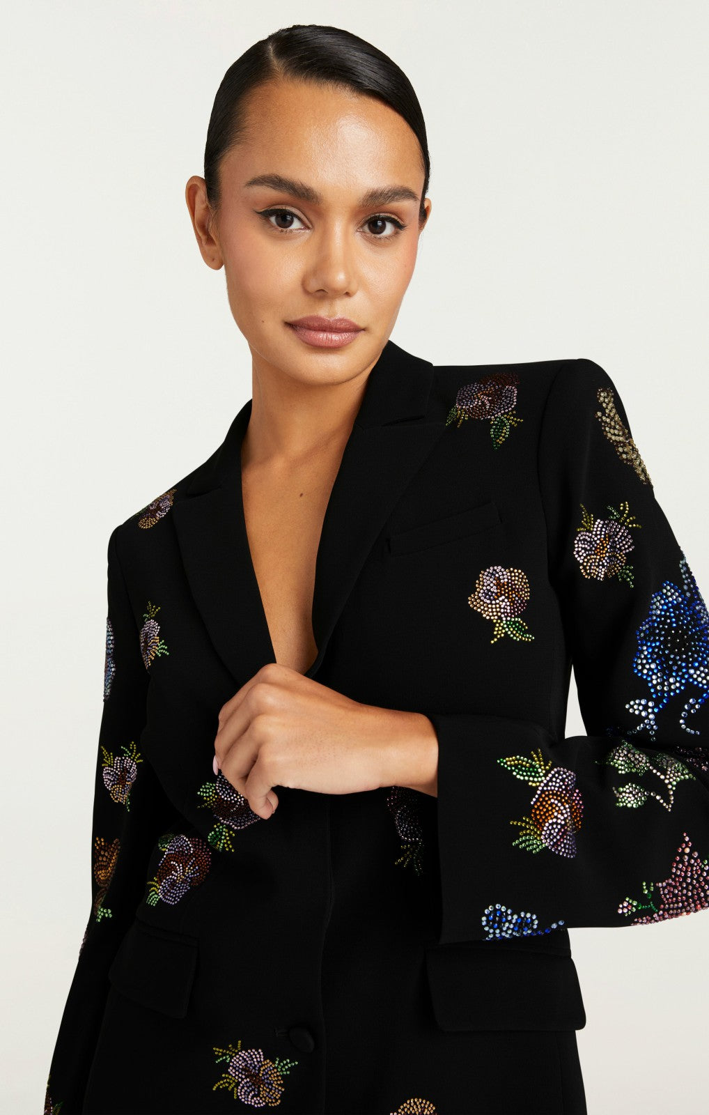 Women Heatset Pansy Garden Long Sleeve Joel Dress Black/Multi