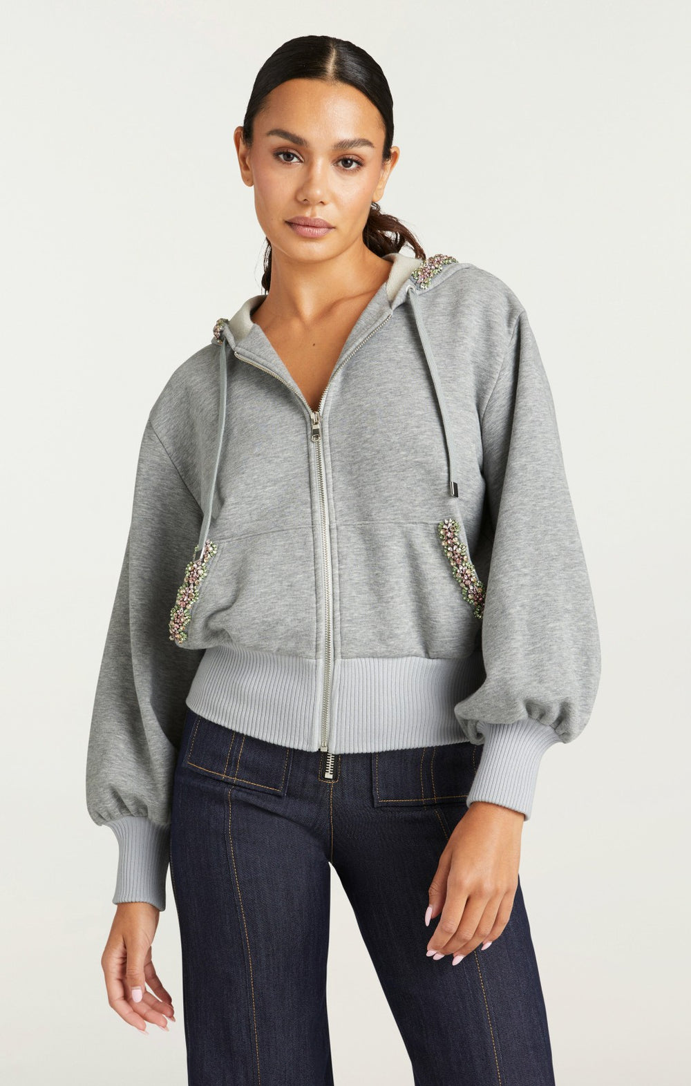 Women Heather Maddie Zip Up Sweatshirt Heather Grey/Multi
