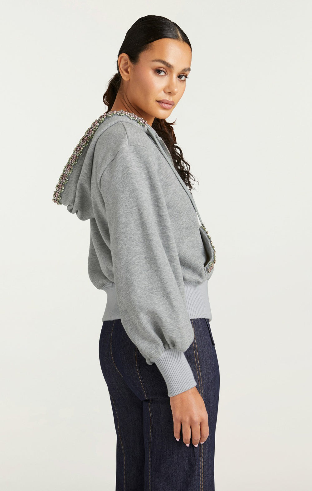 Women Heather Maddie Zip Up Sweatshirt Heather Grey/Multi