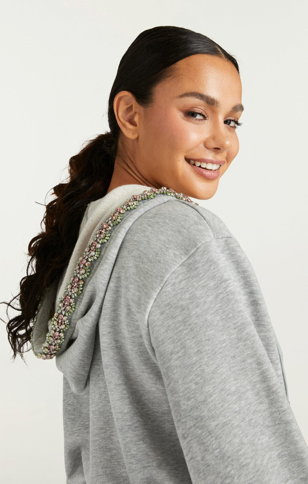 Women Heather Maddie Zip Up Sweatshirt Heather Grey/Multi