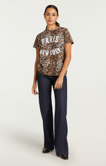 Women Leopard Paris NY Tee Black/Sahara
